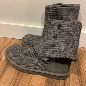 UGG Cardy Grey Knit Fold Over Sweater Boot